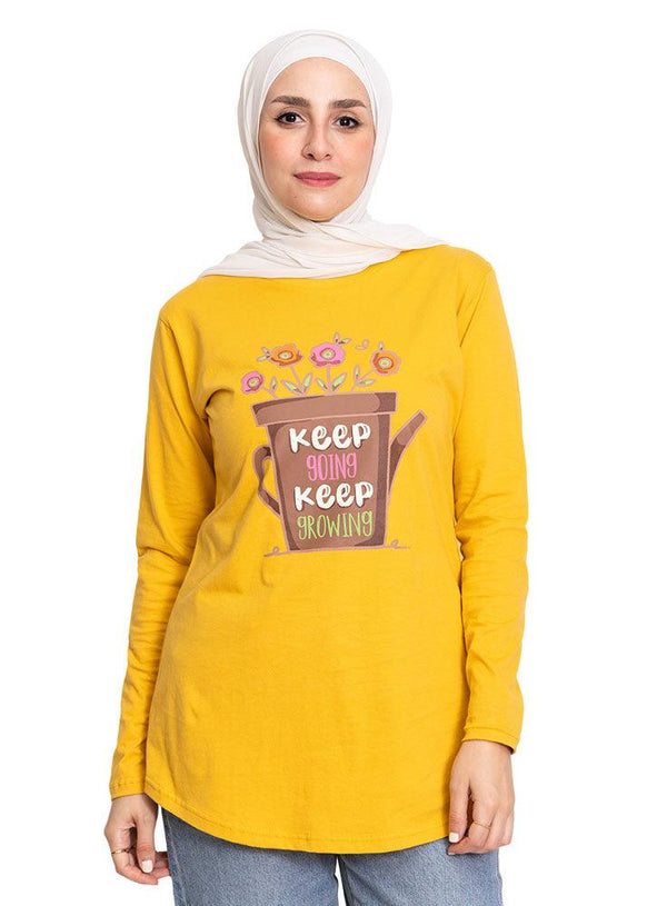 Sun Flower Printed Long - Sleeve Design 46 - Khotwh